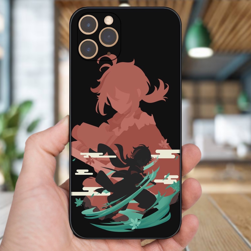 Ốp lưng iPhone 11 Pro dẻo đen cạnh vuông in hình Kazuha Genshin Impact
