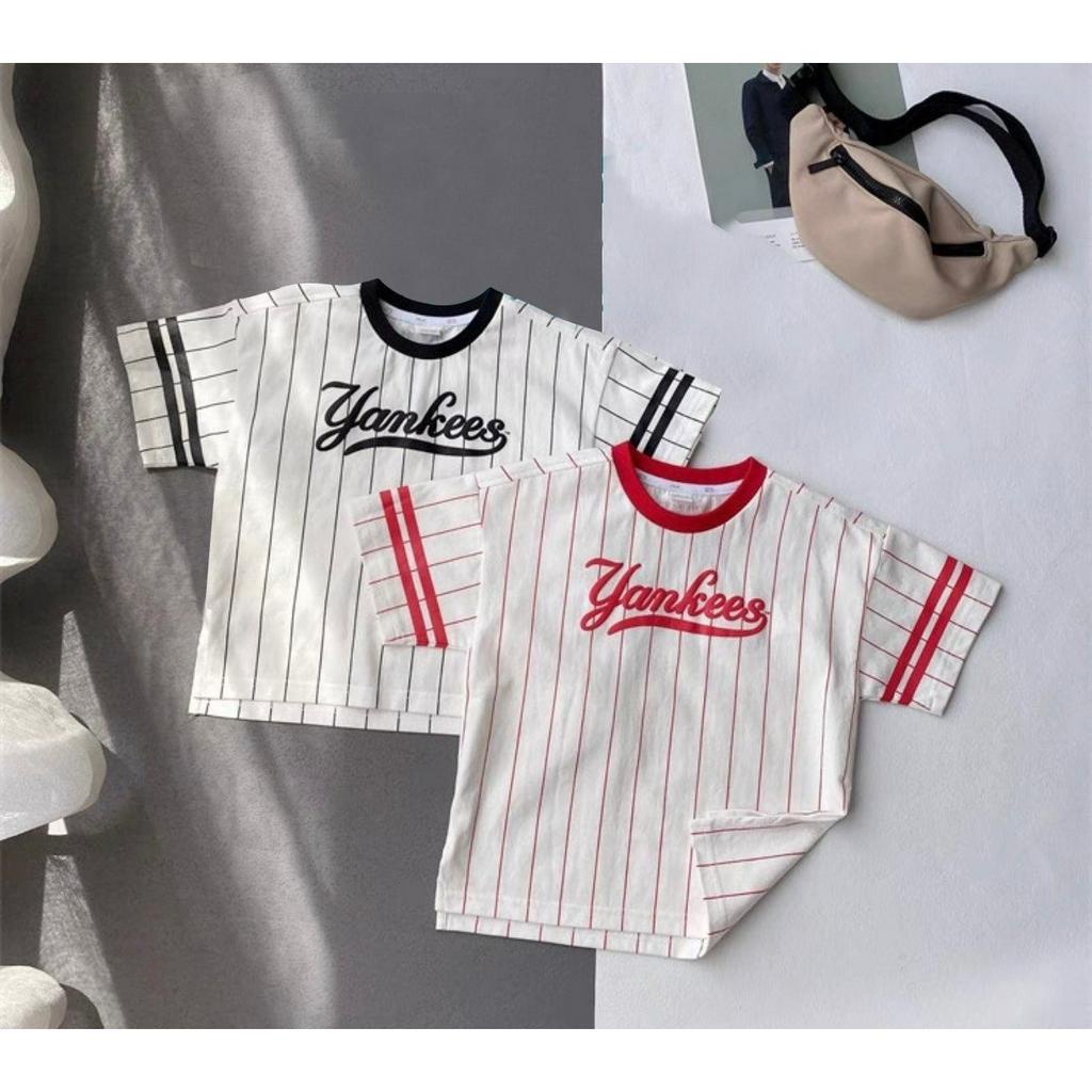 Áo thun gia đình Yannkee kẻ sọc phối tay cho bé, áo phông trẻ em unisex Samy Kids