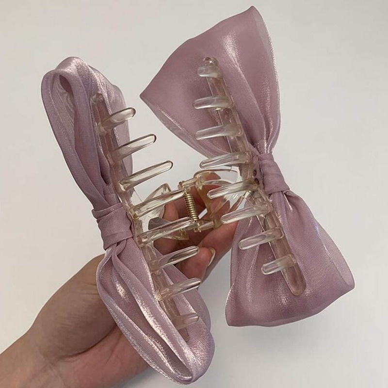 Kẹp Tóc Đính Nơ Lưới In Họa Tiết Cá Mập Phong Cách Hàn Quốc Dành Cho Nữ