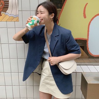 Set áo khoác blazer + chân váy ngắn và áo thun ngắn tay phong cách Hàn Quốc