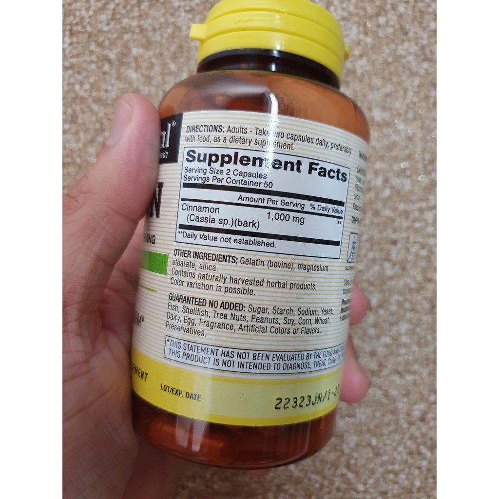 Cinnamon 1,000mg | Hàm lượng cao | Hỗ trợ Insulin - Sức bền | Thế Giới Skin Care