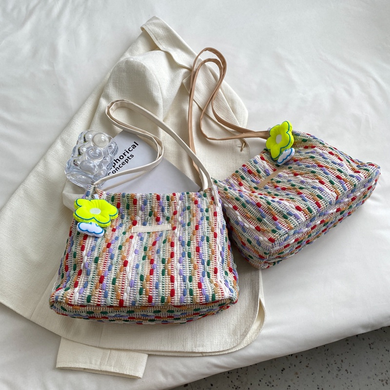 Túi Xách Đeo Vai Vải Dệt Thời Trang Mùa Hè Dành Cho Nữ