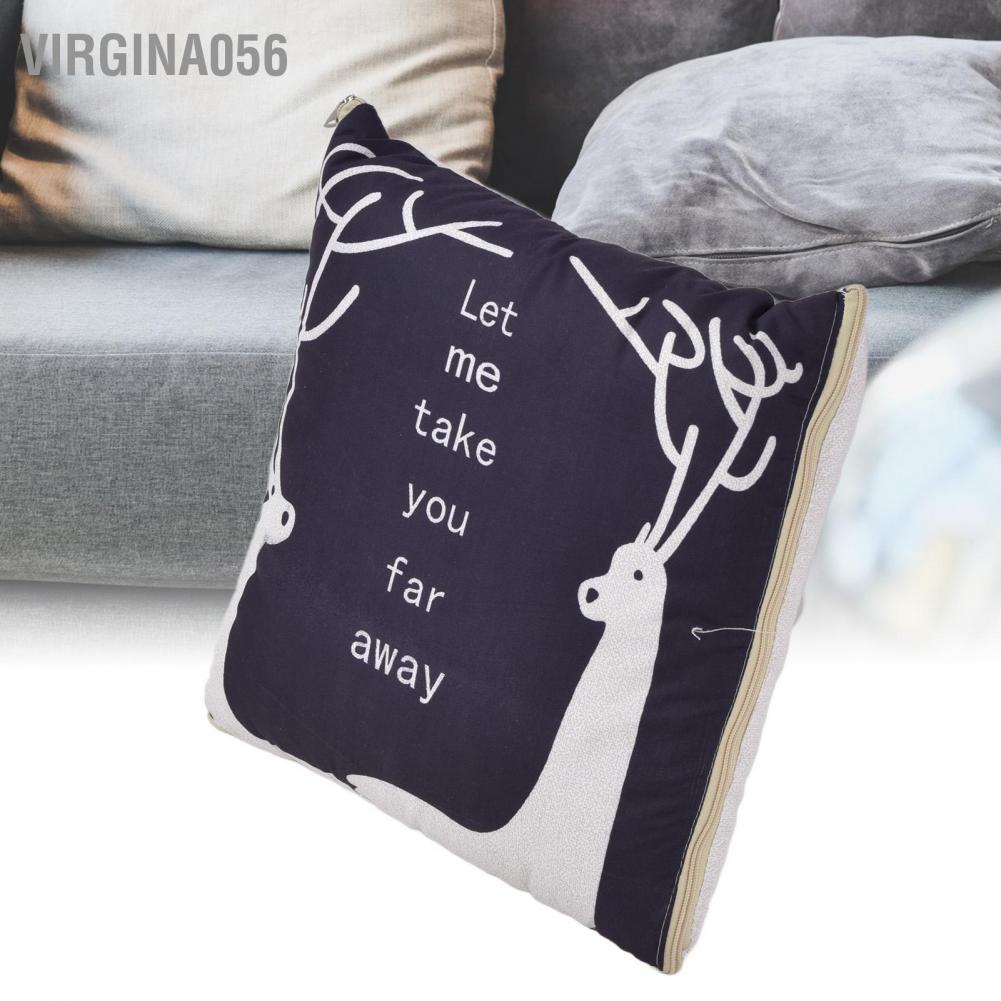 Virgina056 Cartoon Soft Pillow Polyurethane Fiber Foldable 2 in 1 Back Cushion Quilt for Home Car Use