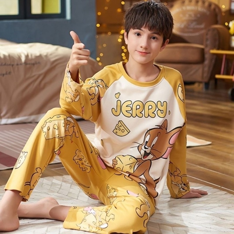 Bộ Đồ Ngủ Dài Tay Thời Trang Xuân Thu Dành Cho Bé Trai