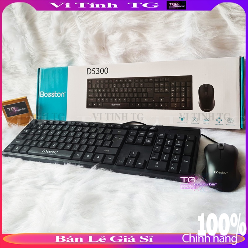 Combo bàn phím chuột có dây giá rẻ màu đen VTTG bosston D5300/s6600