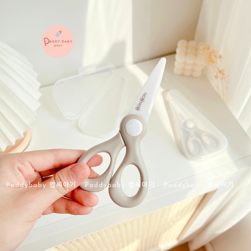 Kéo sứ Ceramic cắt thức ăn cho bé Dailylike Bonbon Hàn Quốc - Kèm hộp đựng &amp; nắp đậy kép