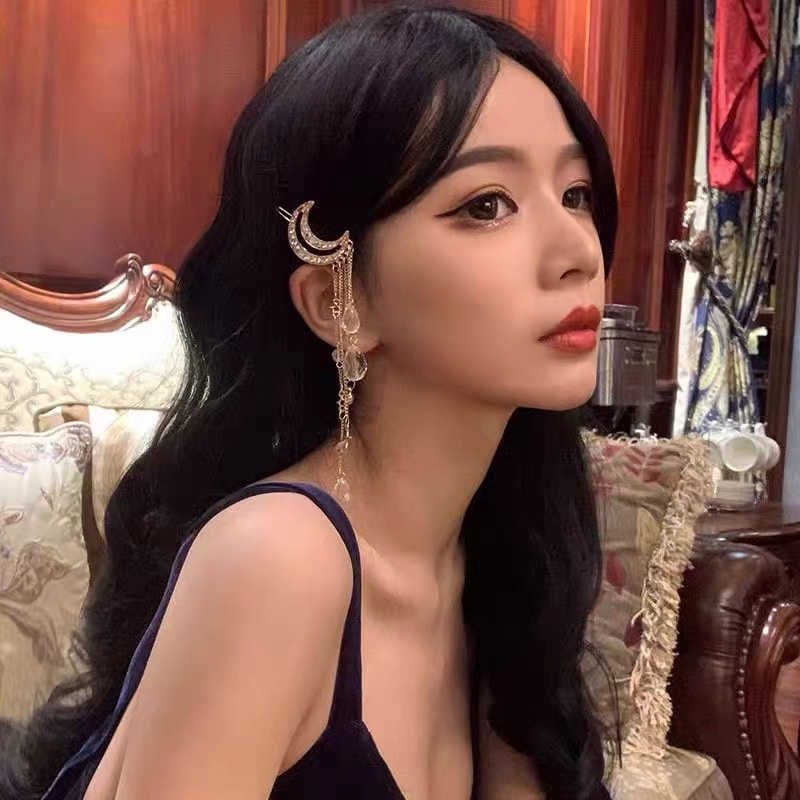 Kẹp Tóc Tua Rua Dài Hình Trăng Sao Đính Đá Thời Trang Nhật Hàn