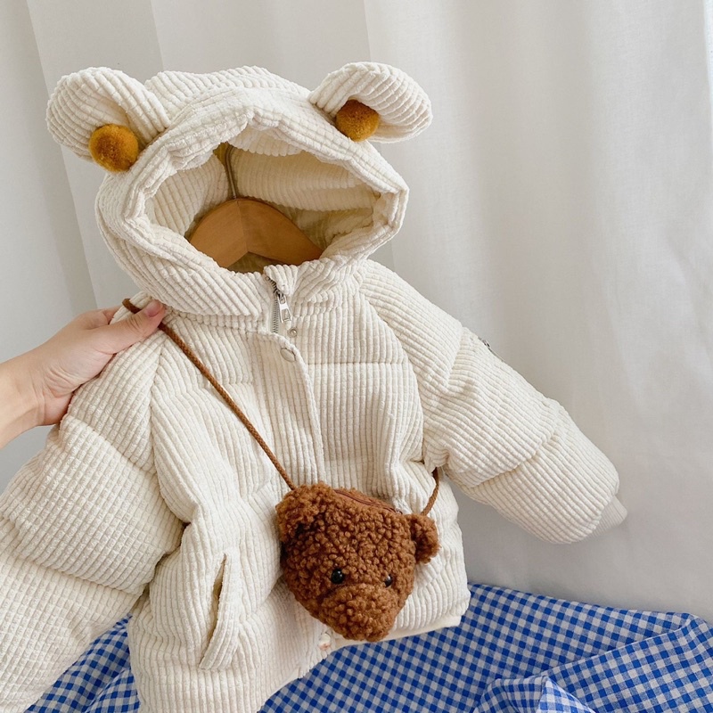 Khoác chất nhung da lộn trần bông giữ ấm cho bé hàng quảng châu