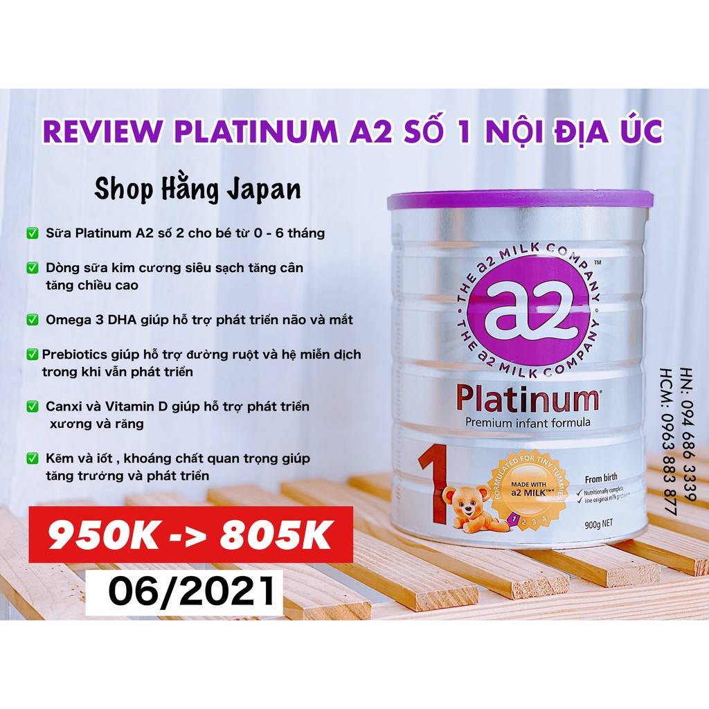 Sữa A2 Platinum Úc cho bé từ sơ sinh trở lên hộp 900g nội địa ÚC số 1,2,3,4