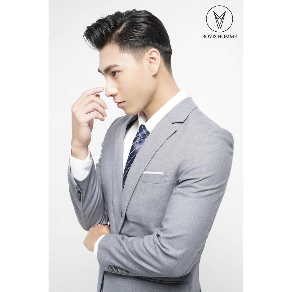 Vest bộ nam Bovis Homme, màu Xám Nhạt, form Slim, chất liệu cotton mỏng, không co dãn.