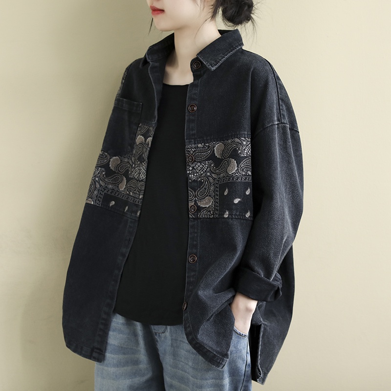 HÀNG CÓ SẴN XL 70-88KG A383 áo bigsize freesize áo khoác jean hoa văn trẻ trung thời trang phong cách cá tính