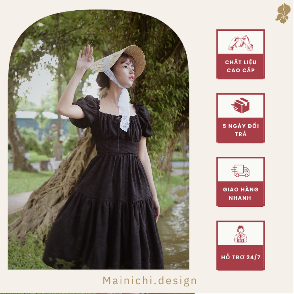 Váy Leena Dress Đen Trễ Vai Nàng Thơ Xanh mint_mainichi