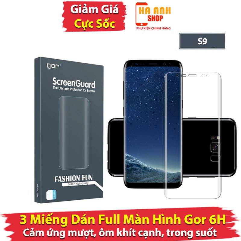 Miếng dán màn hình S9 Full màn H6 hãng Gor cao cấp(bộ 3 miếng) - Dán dẻo cường lực Gor cho Samsung Galaxy S9