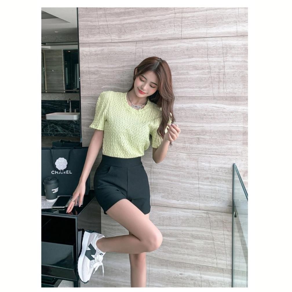 Quần short Real Fashion nữ, quần đùi vải Polyester cạp cao 7cm mặc cực mát có bigsize