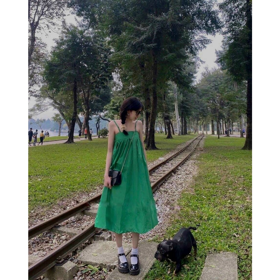 đầm 2 dây về 2 màu