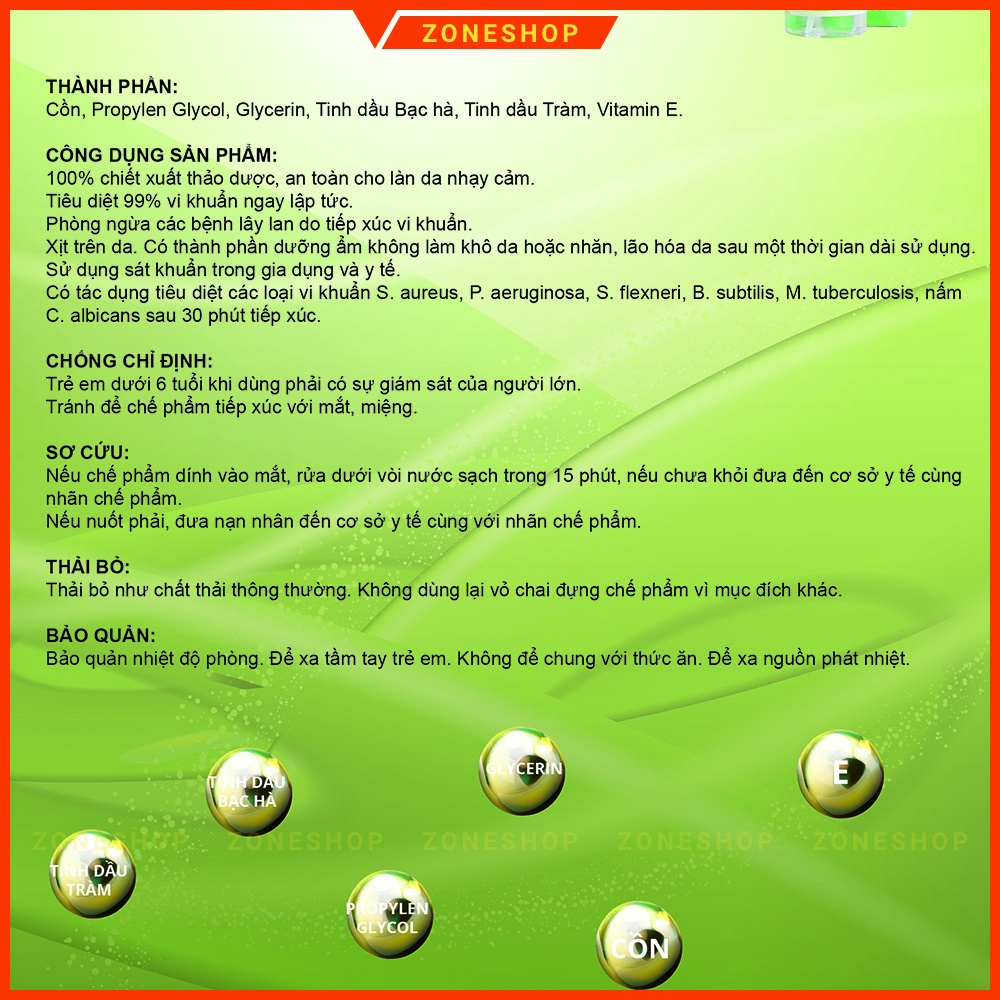 Bình Xịt Sát Khuẩn Tinh Dầu Bảo Linh 60ml - Hoàn toàn thiên nhiên, an toàn, tiện dụng [ZONESHOP] | BigBuy360 - bigbuy360.vn