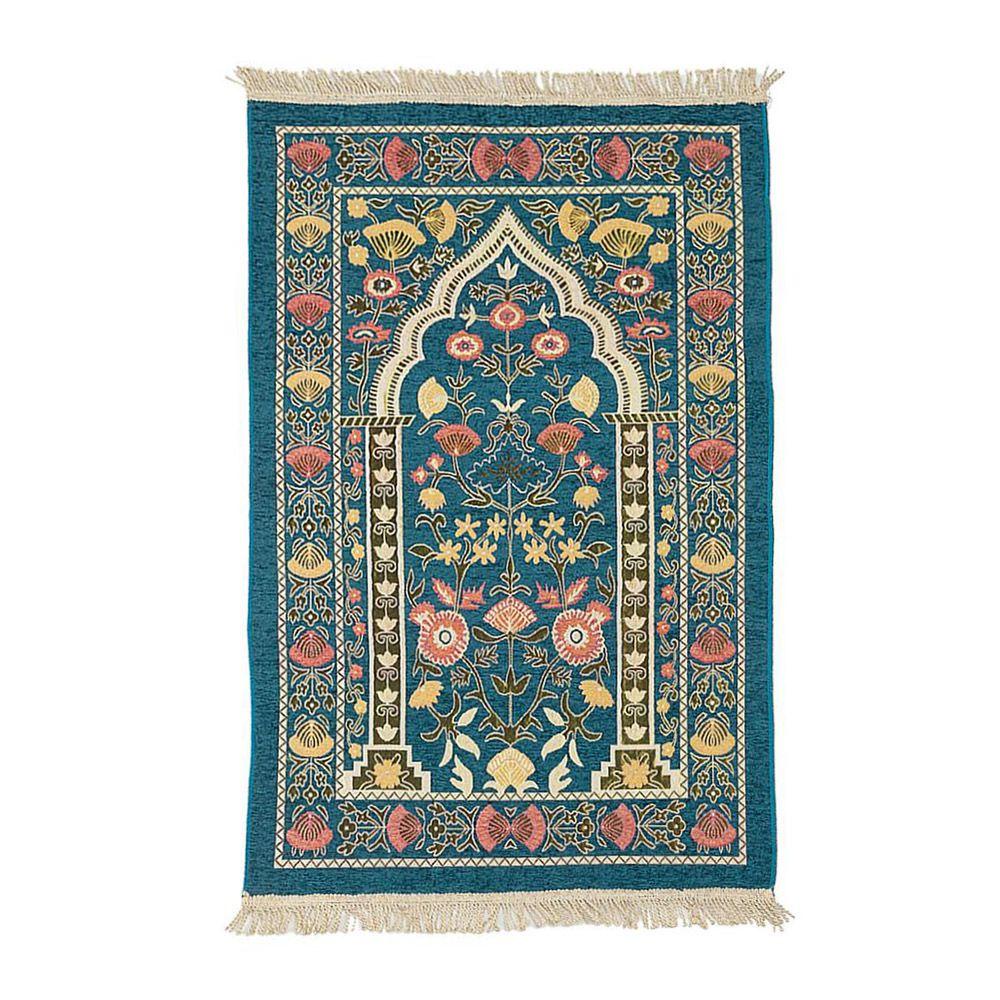 YOLA Thảm Cầu Nguyện Bằng Polyester Dập Nổi Họa Tiết Eid Mubarak Trang Trí Nhà Cửa