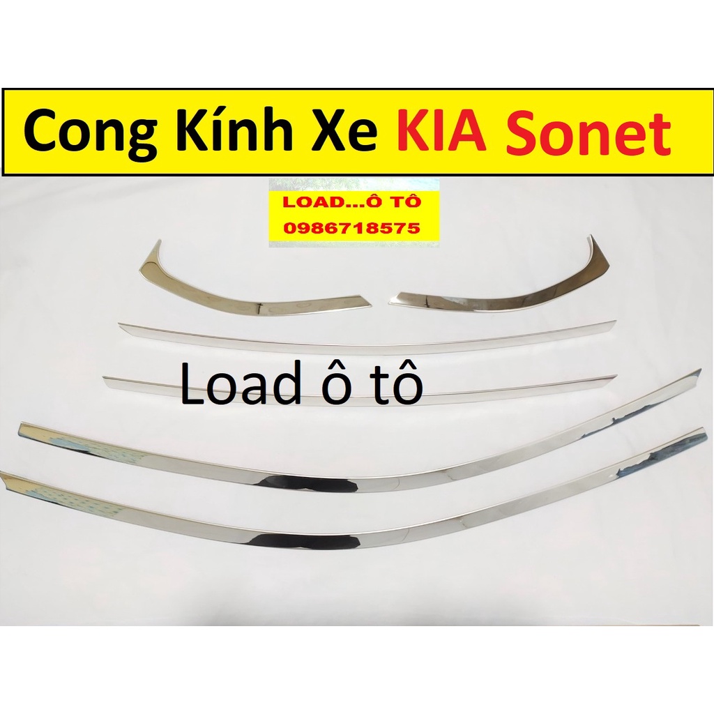 Ốp Nẹp Viền Chân Kính, Cong Kính Xe KIA Sonet 2022-2023 Mẫu Inox 304 Sáng Bóng