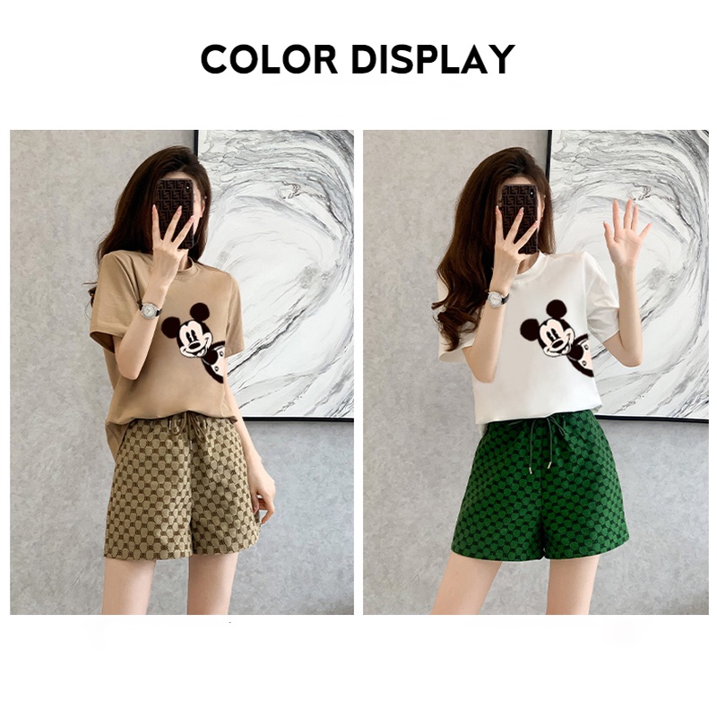 Bộ Đồ Thể Thao Ngắn Tay Dáng Rộng In Hình Hoạt Hình Thời Trang Mùa Hè Dễ Phối Đồ Dành Cho Nữ