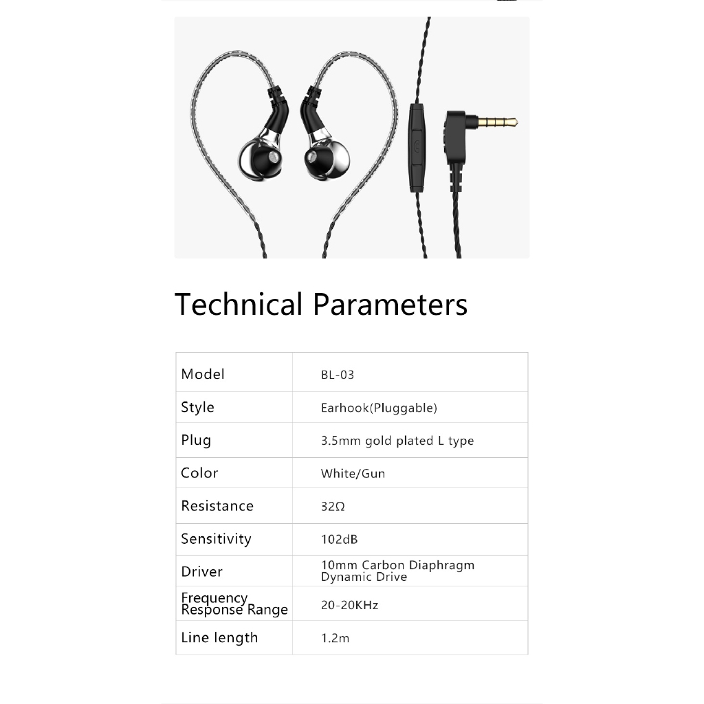 BLON BL-03 10mm BL03 Carbon Diaphragm Dynamic Driver In Ear Earphone HIFI DJ Earphone Earbuds