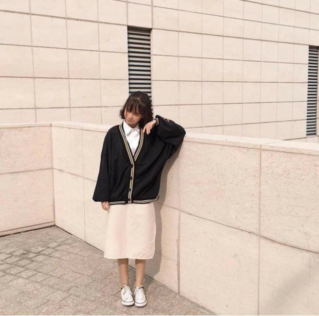 [ Mã FAMAYWA2 giảm 10K đơn 50K] ÁO KHOÁC CARDIGAN đen thêu tay ULZZANG | BigBuy360 - bigbuy360.vn