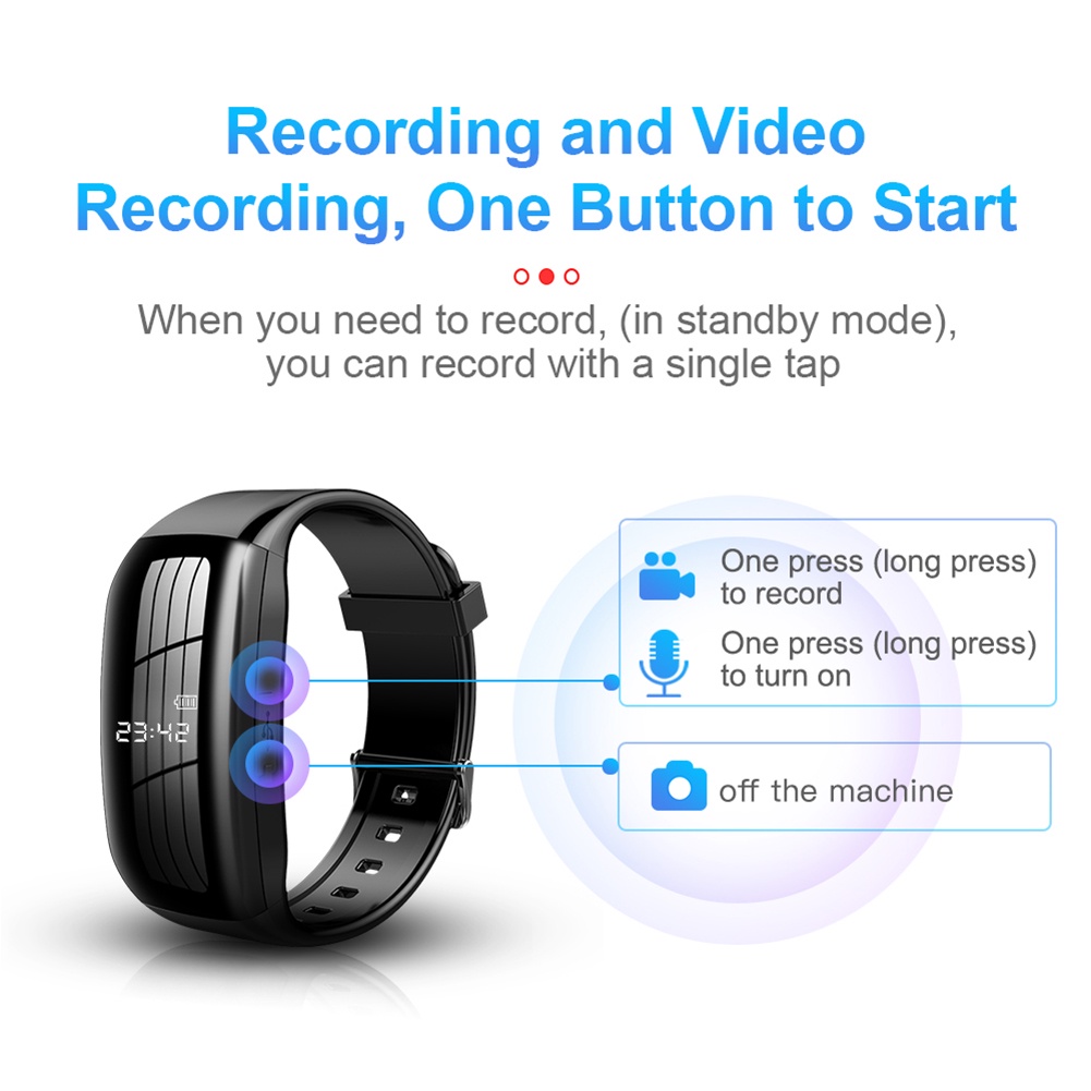 Màn hình màu mới HD 1080P Máy ảnh Cam Máy ghi âm Video Ghi hình Ảnh Ghi hình SmartBand Băng đeo cổ tay Băng thông minh | BigBuy360 - bigbuy360.vn