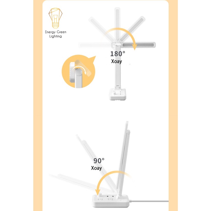 Đèn Bàn Led Energy Green Lighting Tích Hợp Ổ Cắm DB-3011 - Có Điều Khiển - 3 Chế Độ Ánh Sáng - Thay Đổi Được Góc Chiếu