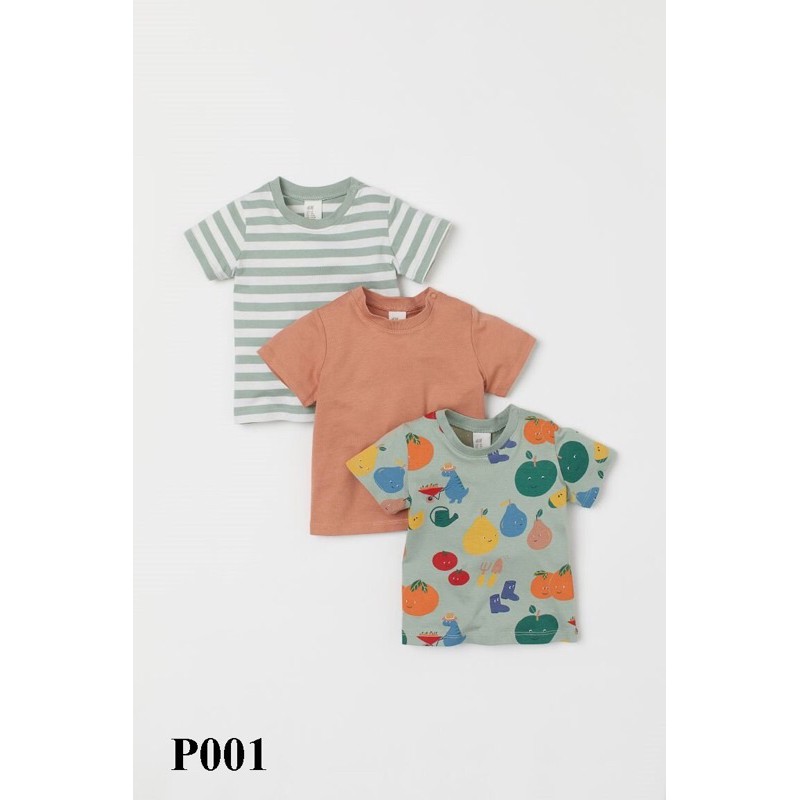 Pack 3 áo cotton bé trai h&m auth hm