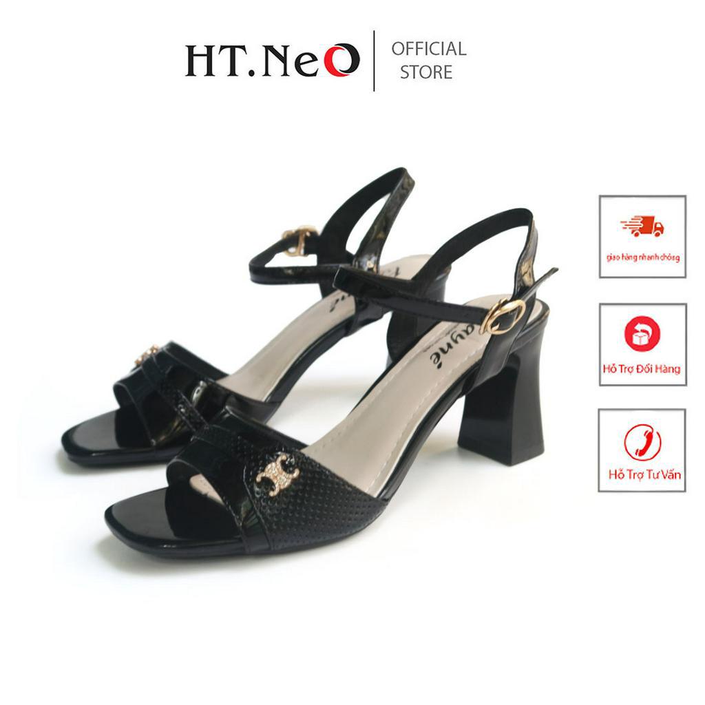 Giày Sandal Nữ HT.NEO Da Thật Cao Cấp , Thiết Kế Quai Ngang ,Gót Trụ Cao 7cm ,Kiểu Dáng Basic Lịch Sự SD50