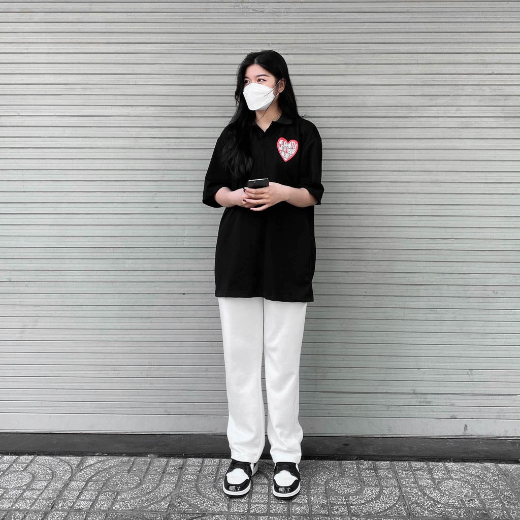 ÁO THUN FF FORM RỘNG POLO BE GENTLE WITH YOUR HEART TEE, VẢI THUN 2 CHIỀU COTTON 250GSM