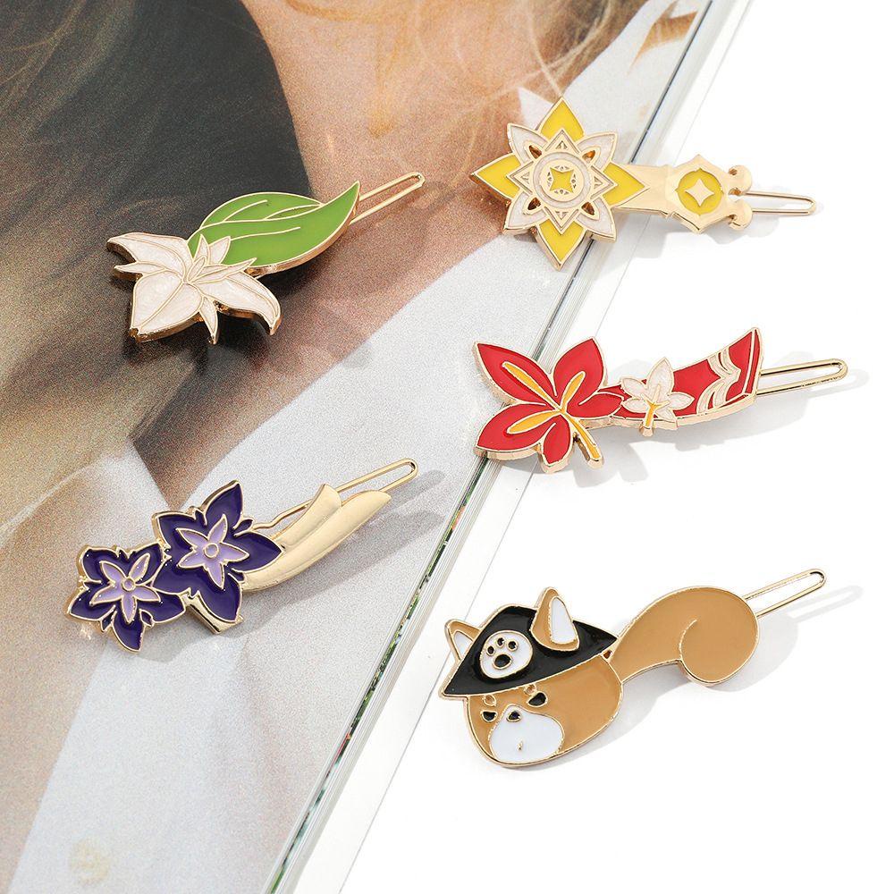 [Hàng mới về] Kẹp tóc bên tạo kiểu hoạt hình Genshin Impact Gorou Kazuha Albedo thời trang Hàn Quốc