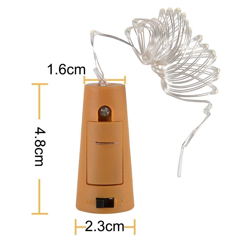 Đèn chai rượu bằng nút chai ánh sáng đầy sao chạy bằng pin  2M 20 LED dây đồng bạc hình nút chai dùng để trang trí tiệc giáng sinh tiệc cưới Halloween màu trắng ấm áp