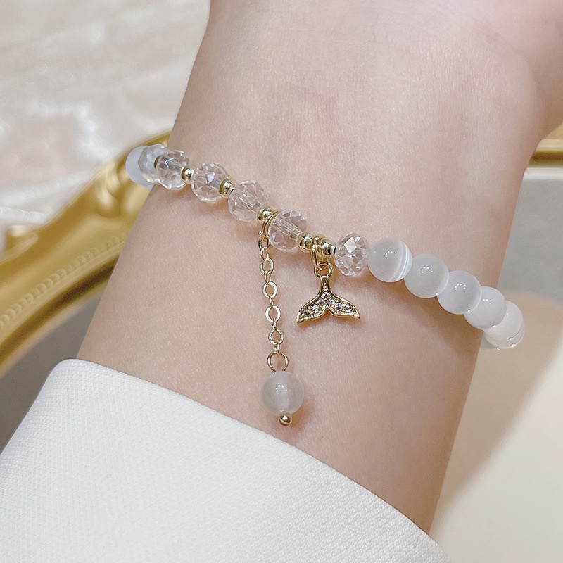 [Hàng Mới Về] Vòng Tay Đính Đá Opal Nhỏ Mặt Hình Đuôi Cá Ngôi Sao Và Đuôi Cá Tinh Tế Thời Trang Mùa Hè Cho Nữ