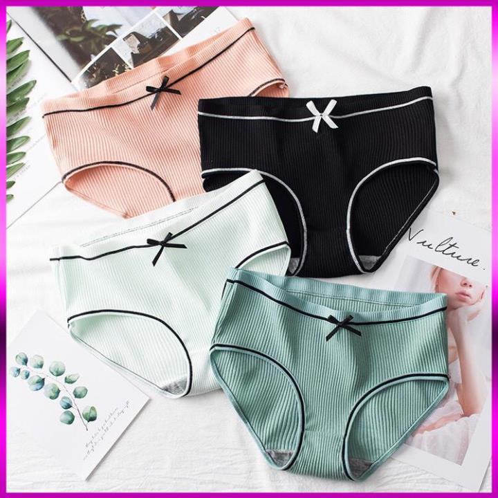 quần lót cotton quần chíp nữ cạp nơ mềm mại gợi cảm kháng khuẩn QC04