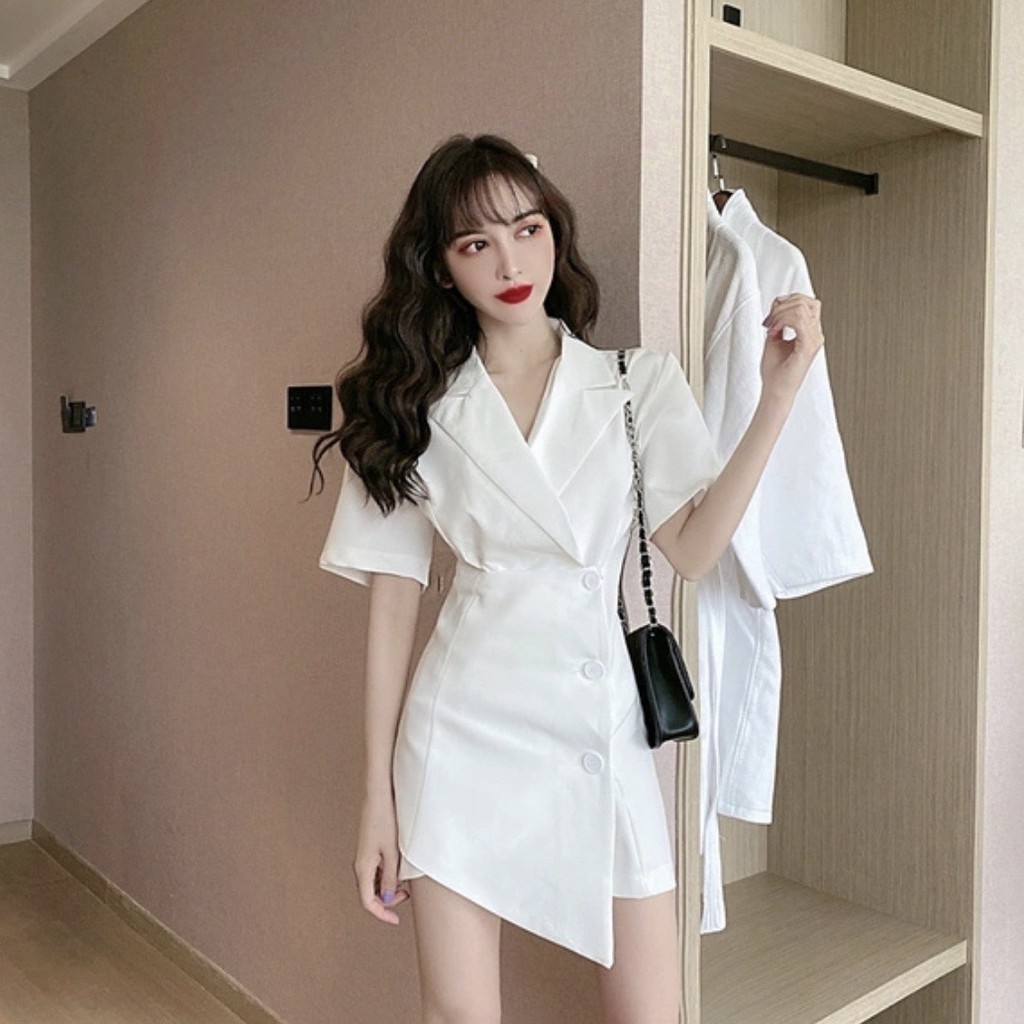 A9 Bộ Jumpsuit Váy Liền Vest Blazer Cộc Tay Thời Trang | BigBuy360 - bigbuy360.vn