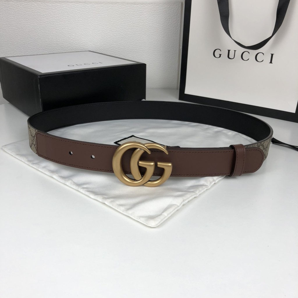 Thắt lưng nam da thật GUCCI GG GC thiết kế cổ điển mang phong cách retro