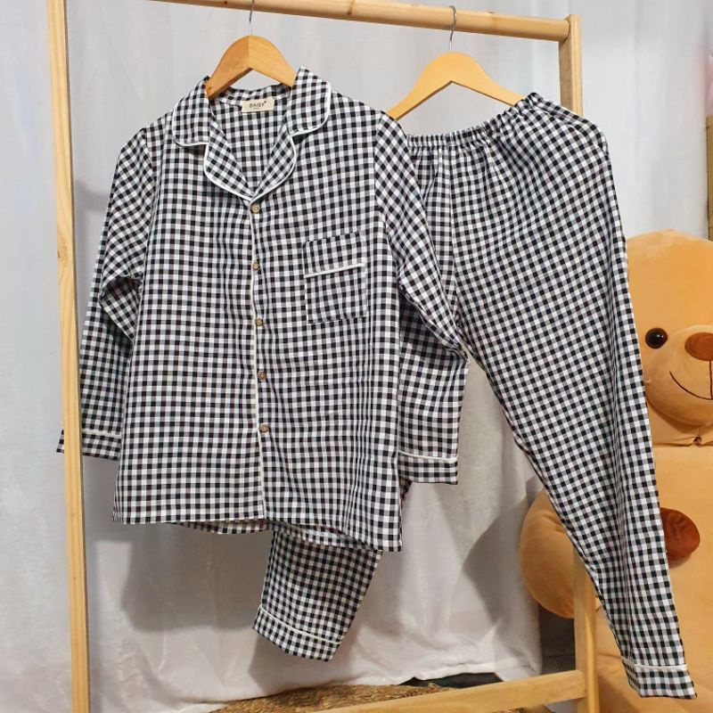 Pyjama dài mặc nhà caro dày mịn