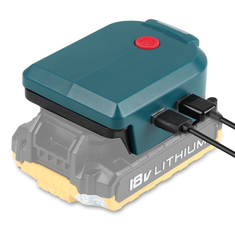 Bộ Chuyển Đổi Pin Lion 14.4V 18V Hai Cổng USB 5V 12V Có Đèn LED Cho Xe Hơi Đen&amp;Pin Lắp Ráp Chuyên Dụng Chất Lượng Cao