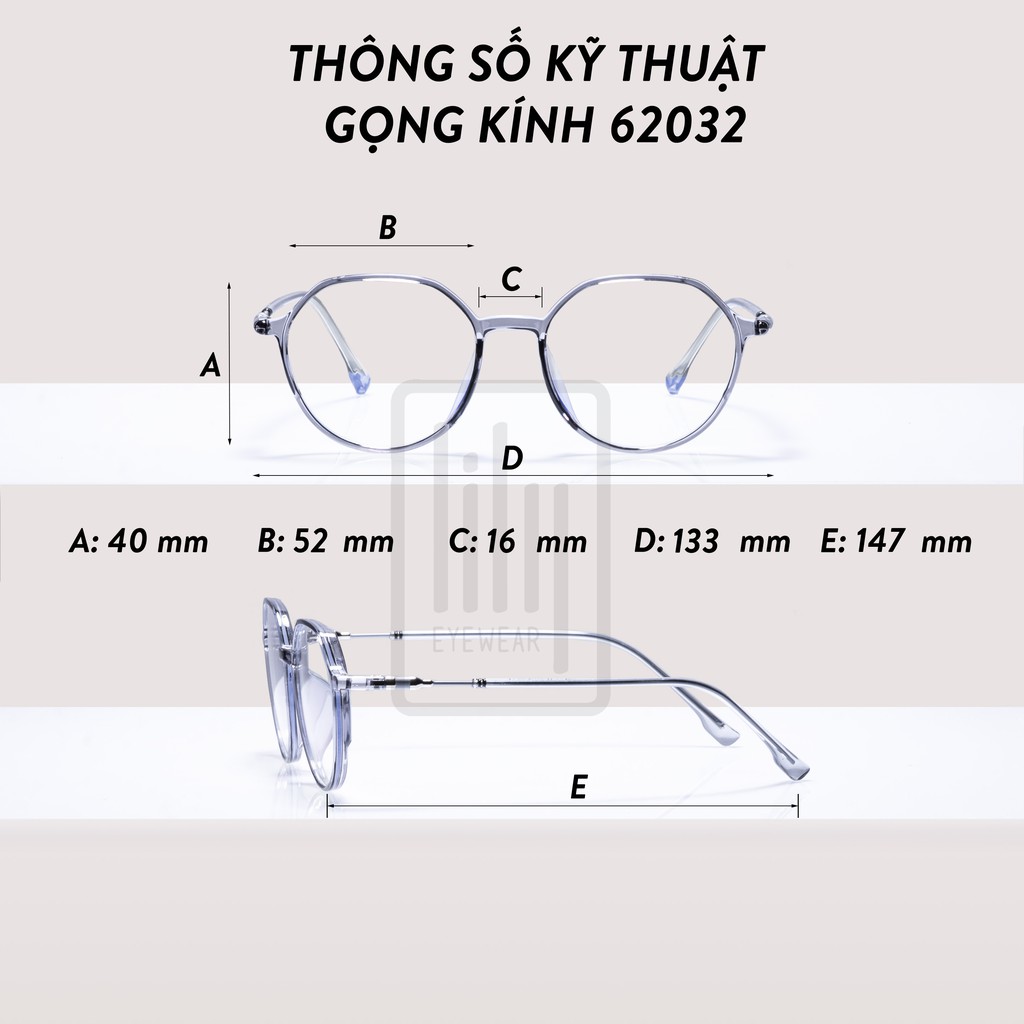 Gọng kính cận kim loại nam nữ Lilyeyewear mắt vuông thanh mảnh nhẹ nhàng 62032 | BigBuy360 - bigbuy360.vn