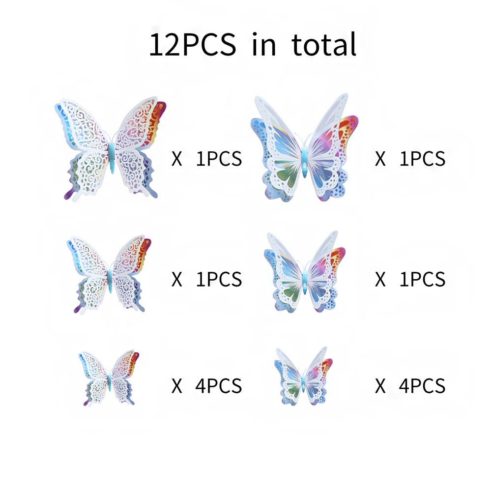 Miếng Dán Tủ Lạnh Hình Bướm 3D Nhiều Màu Sắc Có Nam Châm Thời Trang