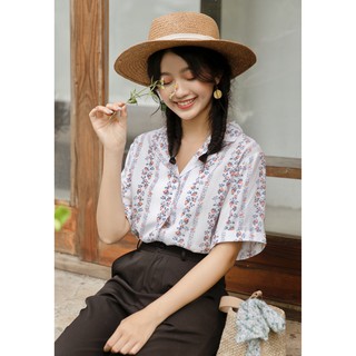 Áo sơ mi nữ Calantha tay ngắn chất xô tơ