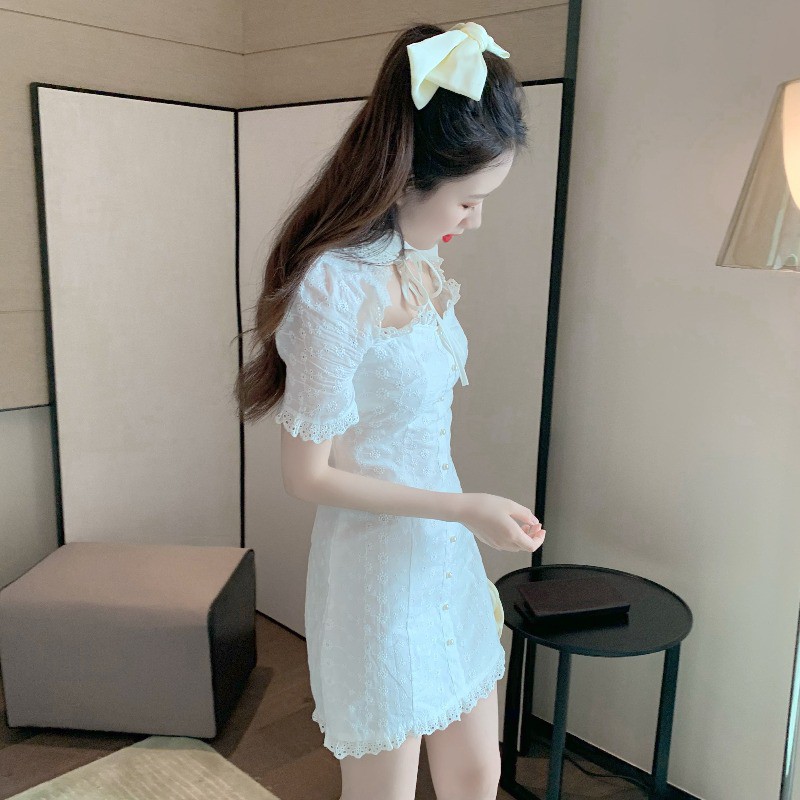 ( ORDER ) Đầm trắng phối ren khoét ngực Ulzzang AK898 ảnh thật ở cuối | BigBuy360 - bigbuy360.vn