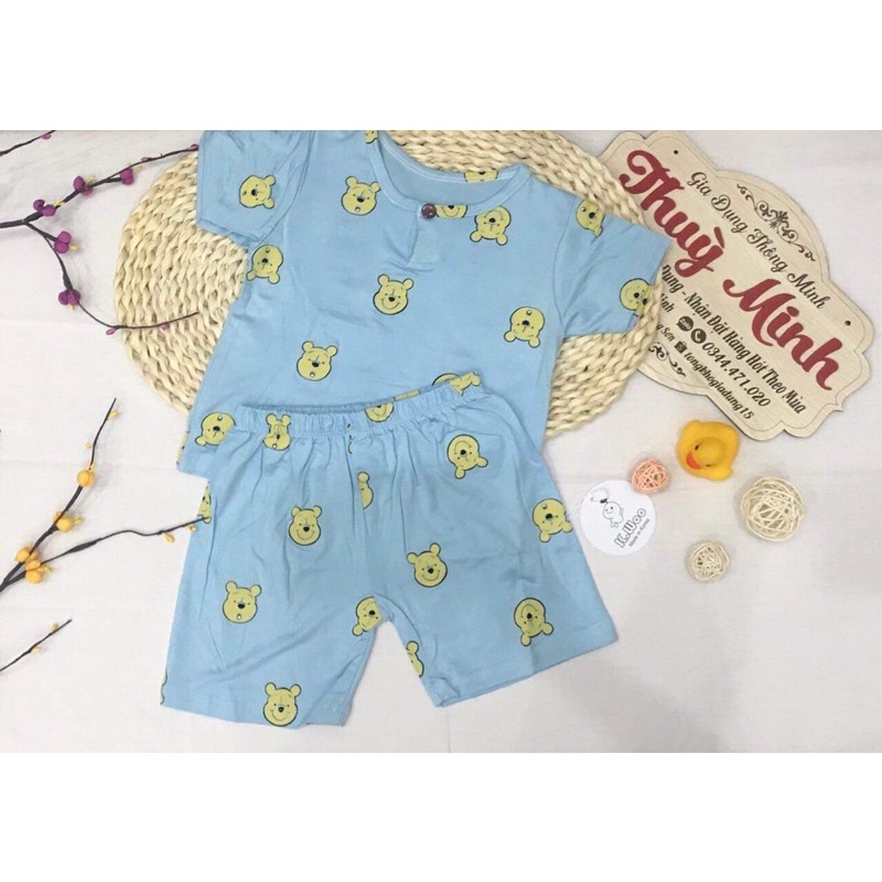 Bộ cộc hình gấu chất thun lạnh cho bé trai và bé gái