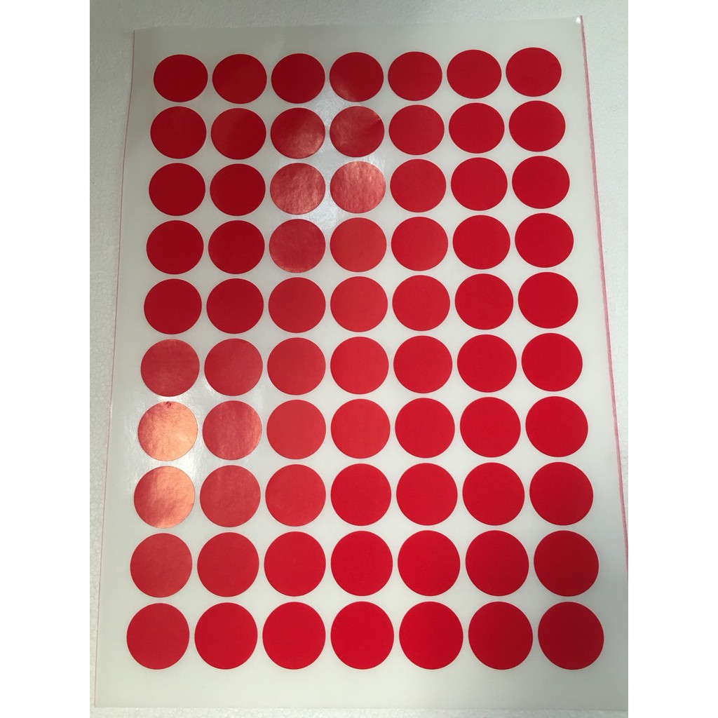 Tem tròn dán lỗi. Đường kính 1cm, 2cm, 2.5cm. Tem QC - PASS - NG.