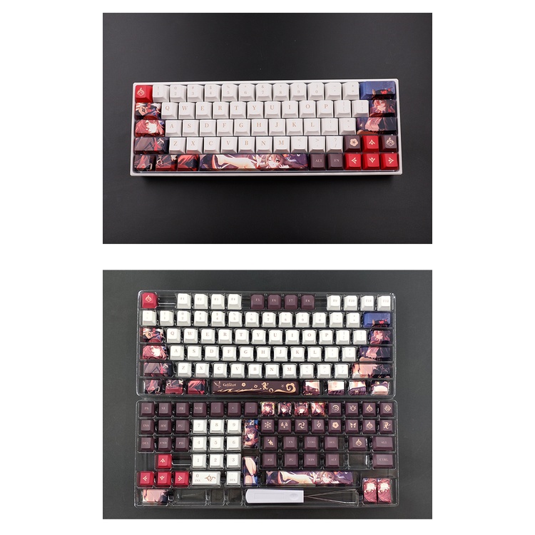 [GIAO NHANH] Keycap genshin impact Hutao Ayaka Raiden 136 phím thick PBT in dyesub 5mặt anime cherry profile layout phím