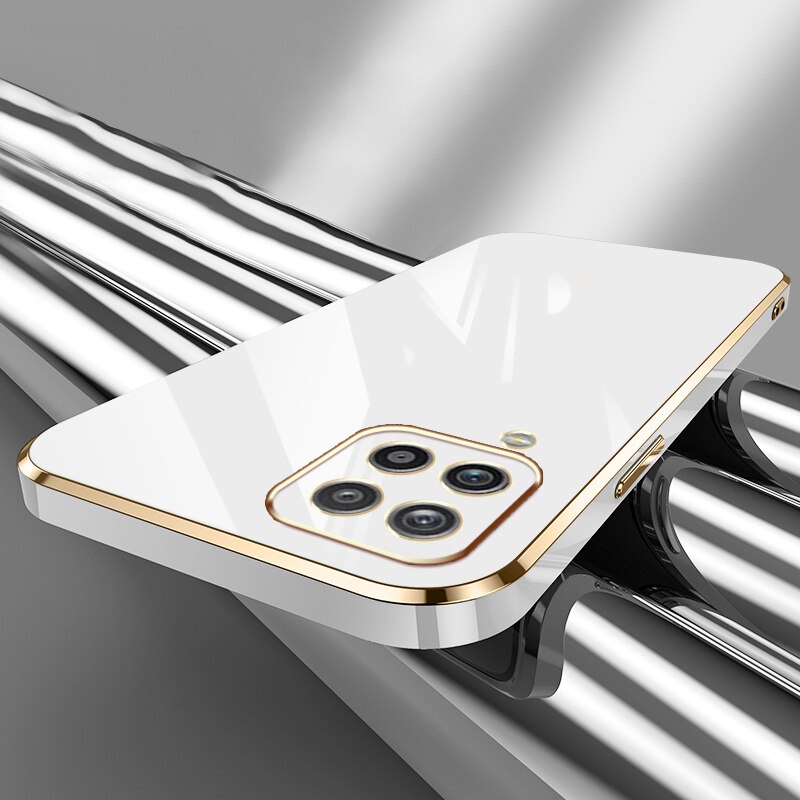 Ốp Điện Thoại Silicone Mạ Viền Sang Trọng Kèm Dây Đeo Cho Samsung Galaxy A12 A22 M12 M32 4G 5G