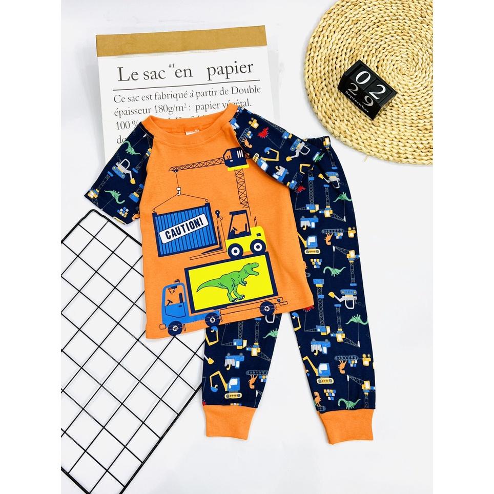 Đồ bộ bé trai tay ngắn quần dài thun cotton vnxk 22 42kg J498