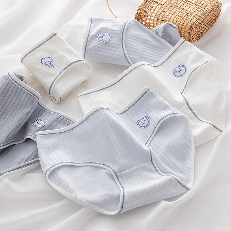 Cute Byte Bộ 3 Quần Lót Cotton In Hình Gấu / Heo Dễ Thương Cho Nữ