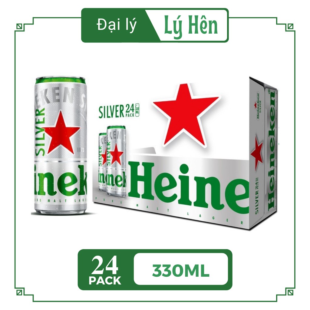 Thùng 24 Lon Cao Bia Heineken Silver - Heineken Bạc 330ml/Lon Date Luôn Mới