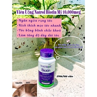 💥[Hoả Tốc] Viên Uống Mọc Tóc Natrol Biotin 10,000mcg